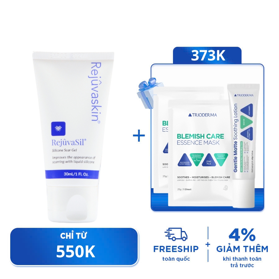 Gel Silicone Ngăn Ngừa Sẹo Và Làm Xẹp Sẹo Lồi/ Sẹo Phì Đại/ Mới Phẫu Thuật Rejuvaskin Rejuvasil 30ml