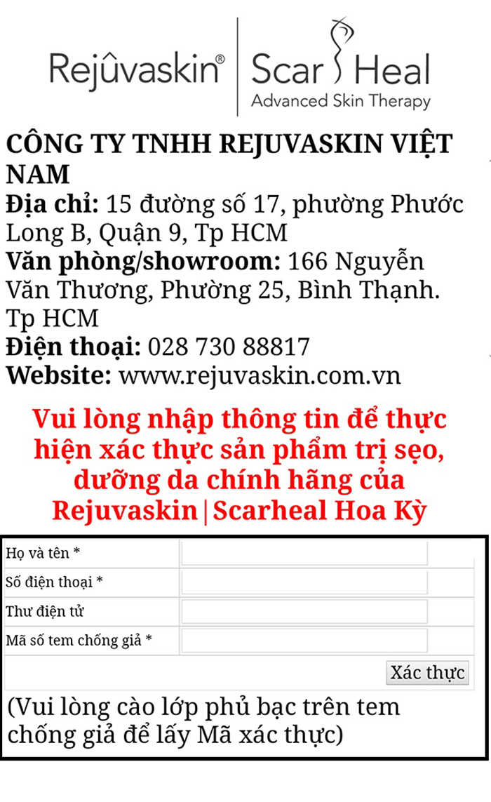 Nhập thông tin đầy đủ để hoàn tất việc xác thực sản phẩm làm mờ sẹo Nhập thông tin đầy đủ để hoàn tất việc xác thực sản phẩm làm mờ sẹo