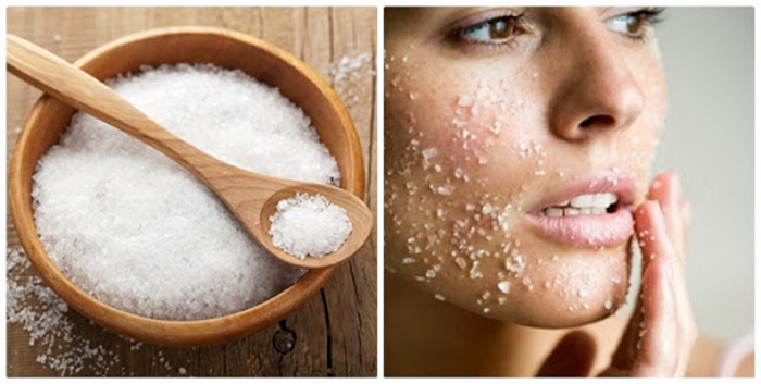 Làm mờ sẹo mụn bằng muối biển