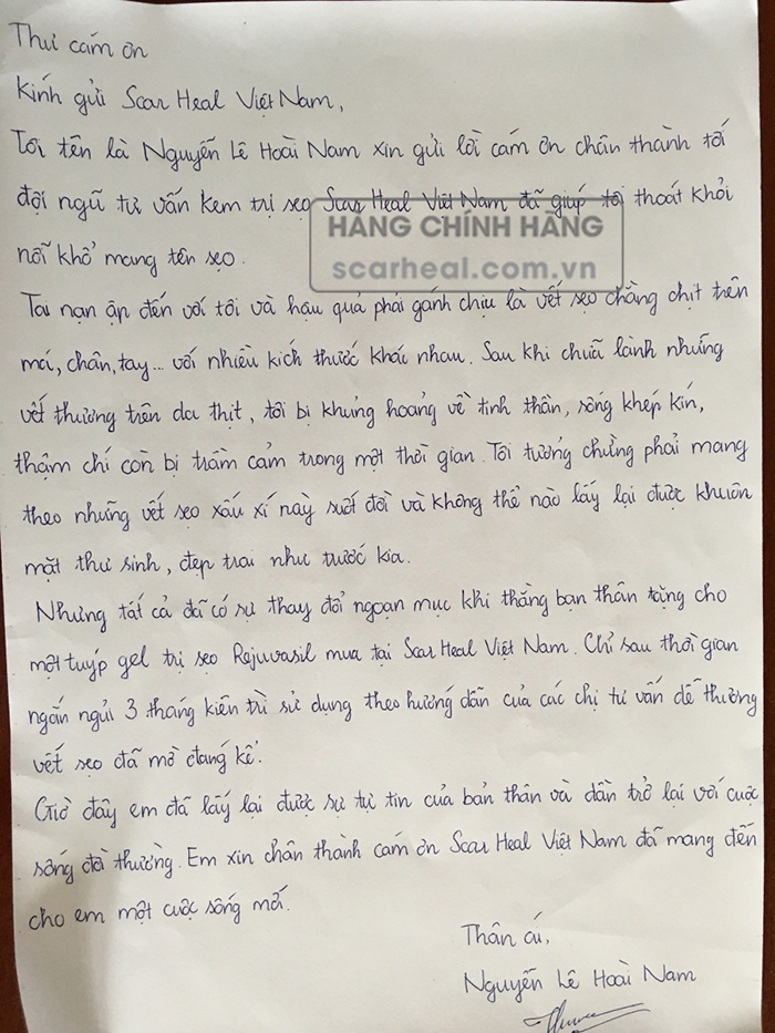 Bức thư tay viết tay đầy xúc động của chàng trai trẻ Nguyễn Lê Hoài Nam