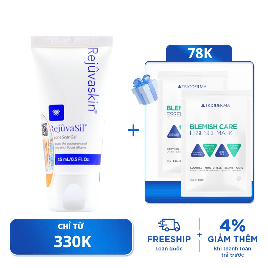 Gel Silicone Ngăn Ngừa Sẹo Và Làm Xẹp Sẹo Lồi/ Sẹo Phì Đại/ Mới Phẫu Thuật Rejuvaskin Rejuvasil 15ml